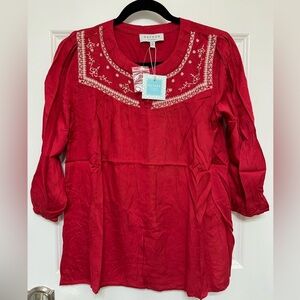 HAYDEN Los Angeles Red 100% Rayon
Small Peasant Blouse